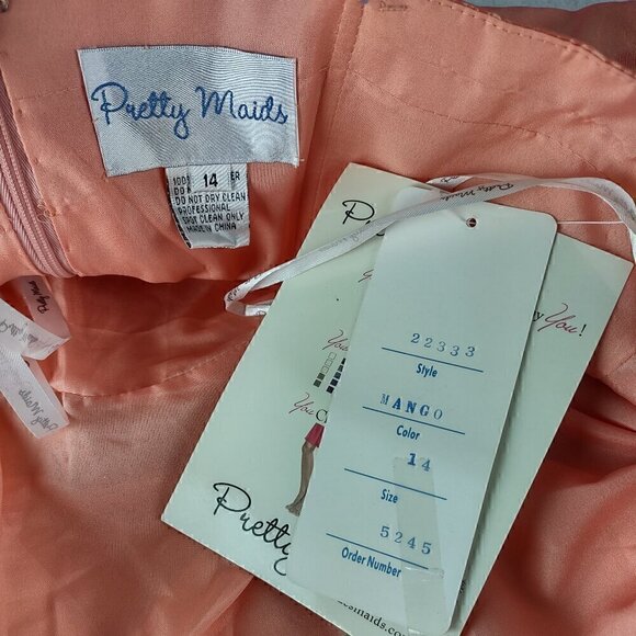 Pretty Maids Mango Color Shimmer Strapless Midi Formal Dress Size 14 (NWT) - Picture 9 of 9